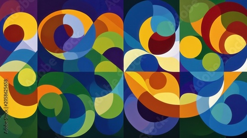 fadzm2 Interlocking Geometric Shapes in Vibrant Contrasting Colors