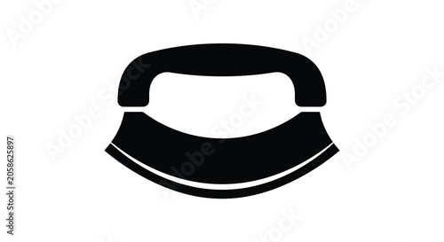 Schilderij op canvas A black silhouette of a traditional scythe with a curved blade and wooden handle