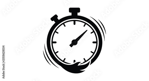 Fotografie Stopwatch with swoosh detail in black silhouette timer chronograph timekeeper st