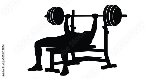 Konstfotografi Weightlifter performing bench press exercise in black silhouette athlete fitness