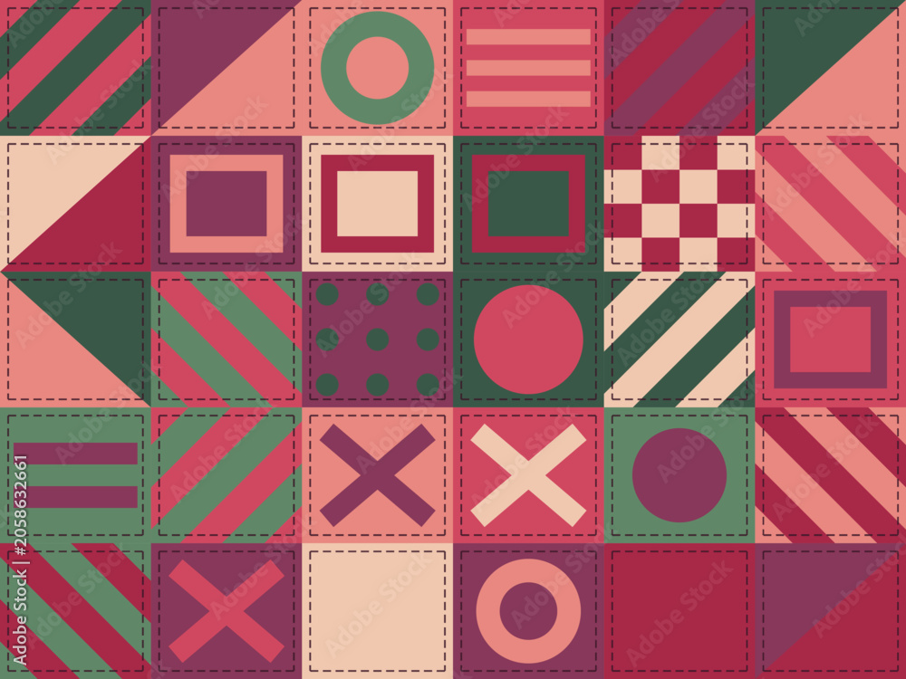 Obraz premium Quilt Block Pattern Folk Handmade Background