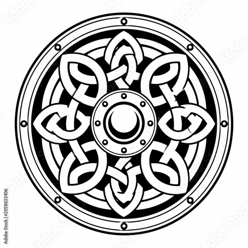 Celtic Knot Shield Vector Illustration Circular Ornament Pattern
