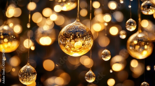 Rich Amber Resin Droplets Suspended Mid-Air, Gigapixel Standard v2 6x