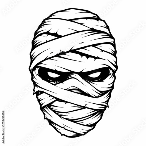Mummy Head Vector Illustration for Halloween and Horror Design Themes
