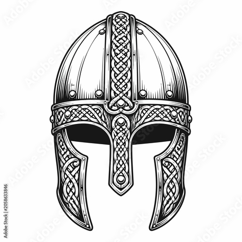 Medieval Viking Helmet Warrior Armor Illustration Vector Graphics