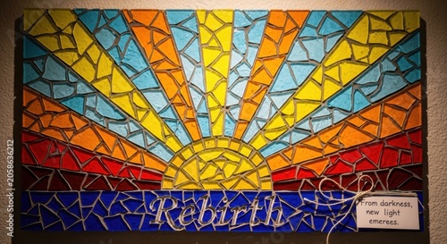 Structured Mosaic Sunrise Art Rebirth 6x Gigapixel
