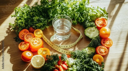 Varied Fresh Vegetables and Sliced Fruits Arrangement