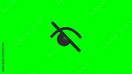 Crossed Out Eye Icon Animation on Green Screen
