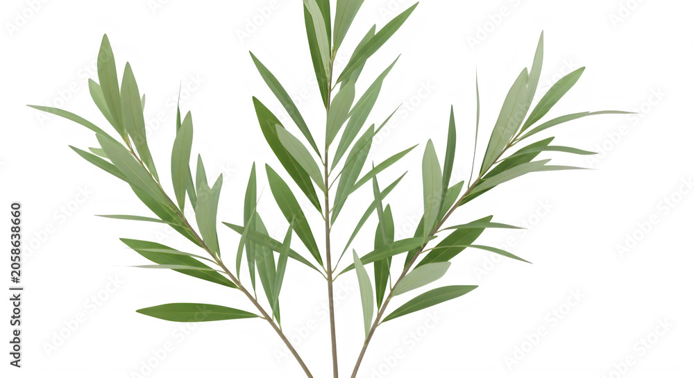 Obraz premium Olive branch with green leaves isolated on transparent background