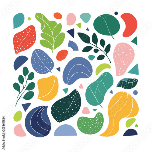 Abstract Leaf Shapes Vector Graphic