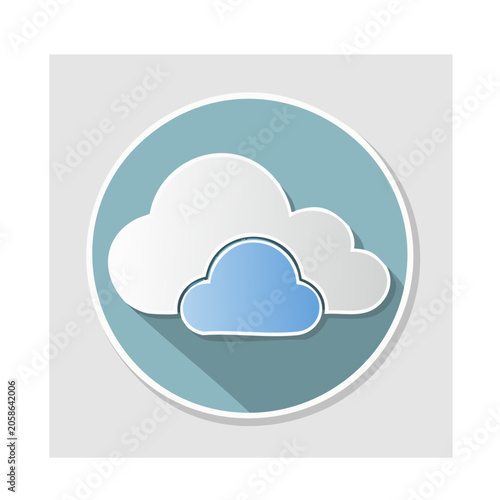 Flat design cloud icon on light blue background