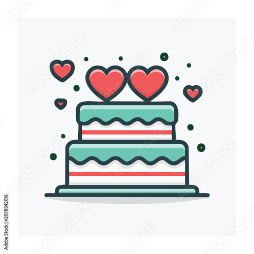 Flat design gift box with hearts and ribbon
