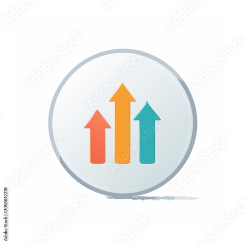 Three upward arrows in a circular frame
