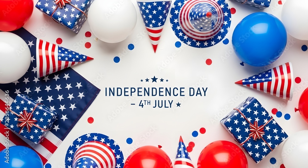 Obraz premium Independence day 4th of july celebration with patriotic decorations and american flag symbols