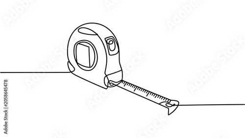 continuous one line drawing of measuring tape tool minimalist construction and engineering illustration measurement equipment concept isolated vector design 