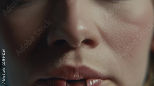 Close up of Woman Blowing Metal Whistle