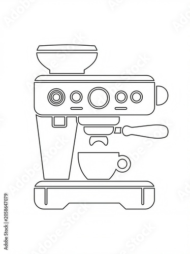 coffee machine with cup sketch 
