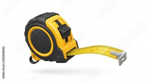 Isolated yellow and black tape measure illustration on white background