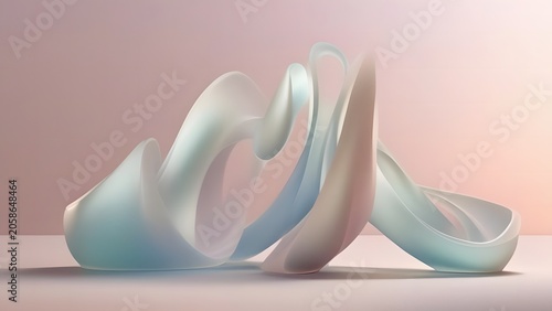 Abstract Pastel Flowing Glass Sculptural Forms