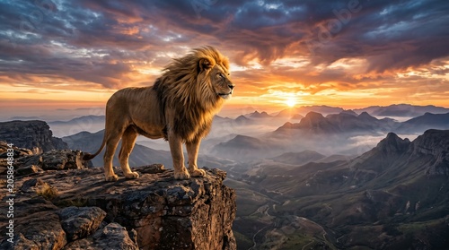 lion in sunset