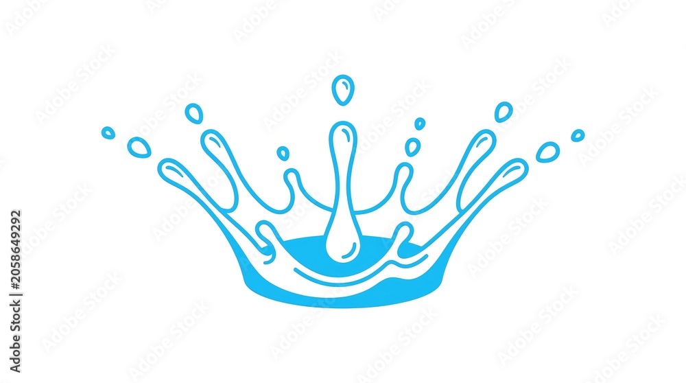 Fototapeta premium Blue Splash Water Droplets on White Background