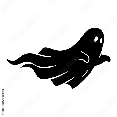 Spooky sheet ghost flying silhouette
