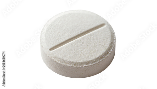 Konstfotografi Round white pill with a single score line, isolated on transparent background