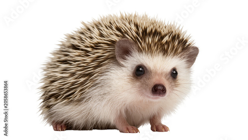 Bild auf Leinwand Small African pygmy hedgehog with spiky quills, isolated on transparent backgrou