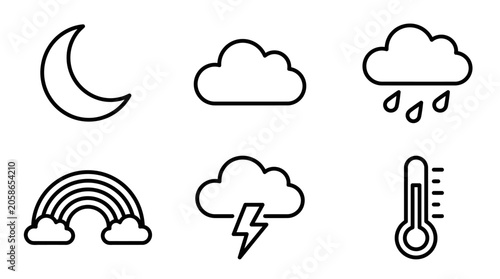 Simple weather and nature outline icon set.