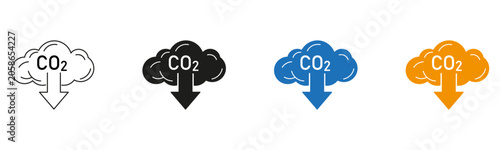 Fotografia Carbon dioxide reduction icon representing carbon emissions decrease, climate change and environmental concepts