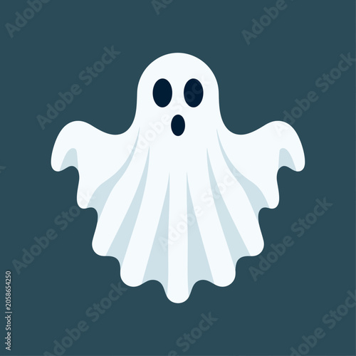 Simple white sheet ghost on dark blue background.