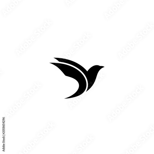 Sleek black bird silhouette logo icon on white background.