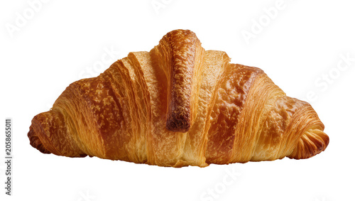 Tableau sur toile Golden brown flaky croissant pastry, isolated on transparent background