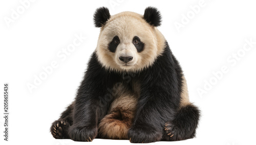 Quadro su tela Giant panda bear sitting, isolated on transparent background