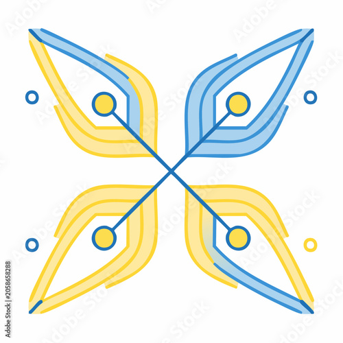 Abstract Geometric Pattern with Blue and Yellow Lines