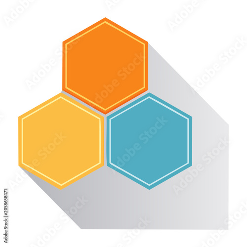 Colorful overlapping hexagon cluster icon