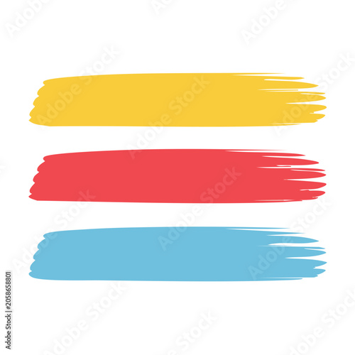 Three colorful brush strokes on a transparent background