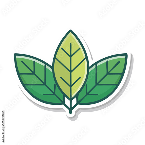 Three green leaves icon on transparent background