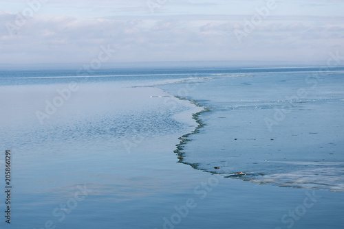 Water meets land on a calm day