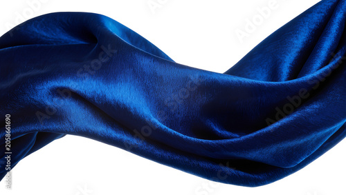 Obraz na płótnie Deep blue velvet fabric flowing in elegant waves, isolated on transparent backgr