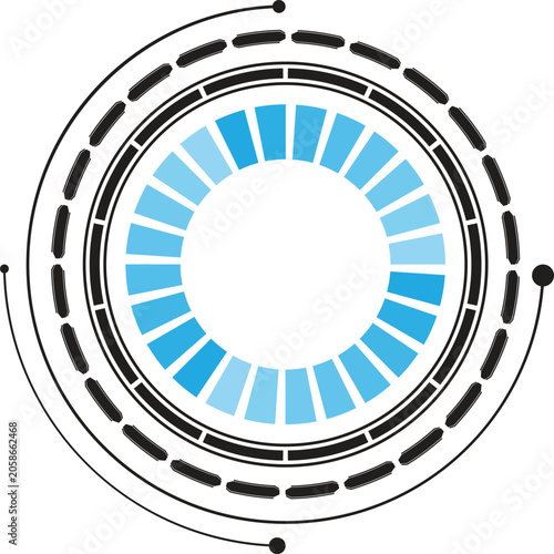 Futuristic abstract circular, sphere HUD digital UI/UX interface border vector illustration