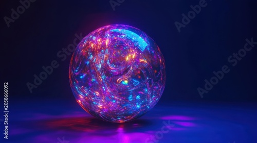 Transparent Acrylic Sphere with Swirling Iridescent Light