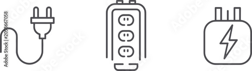 Electrical Plug, Power Strip, and Charging Adapter Icons untitled