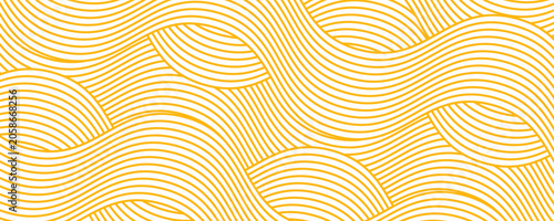 Tableau sur toile Yellow instant noodle, pasta and spaghetti texture with geometric wavy lines