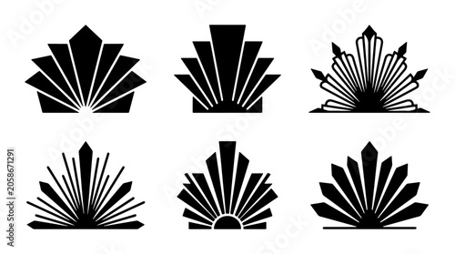 Photography Art Deco Sunburst Elements, Geometric Fan Shapes, Vintage Decorative Accents, St