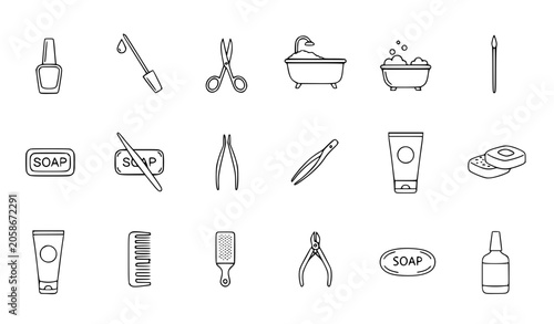 фотографія Manicure pedicure vector icons with beauty salon nail care and spa equipment