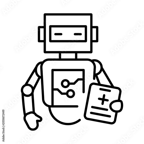 Medical AI Agent Icon, Robotic Medical Diagnostics and Healthcare Electronic Record Maintenance, Boosting Clinical Treatment Accuracy and Smart Patient Analysis
