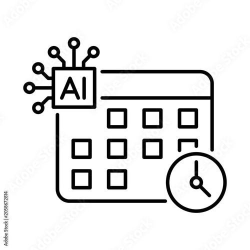 Task Scheduler AI Icon, Automated Operations Planning and Multi Task Performance Monitoring, Optimization of Digital Daily Workflows via Smart Calendar Integration