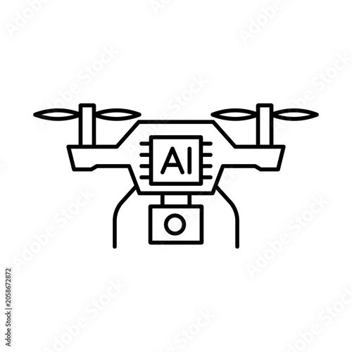 Drone_AI_Agent Icon, Autonomous Unmanned Aerial Vehicle Navigation and Air Cargo Flight Optimization, Driving Efficiency in Commercial Topographic Scanning Tasks