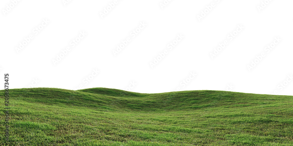 Obraz premium Grass hill terrain isolated on transparent background. 3D rendering.